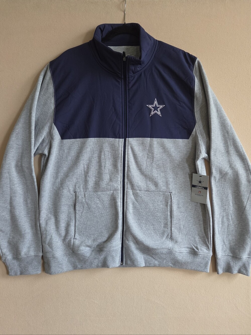 Dallas Cowboys Heathered Gray/Navy Logo Full-Zip Jacket Size XL New With Tags